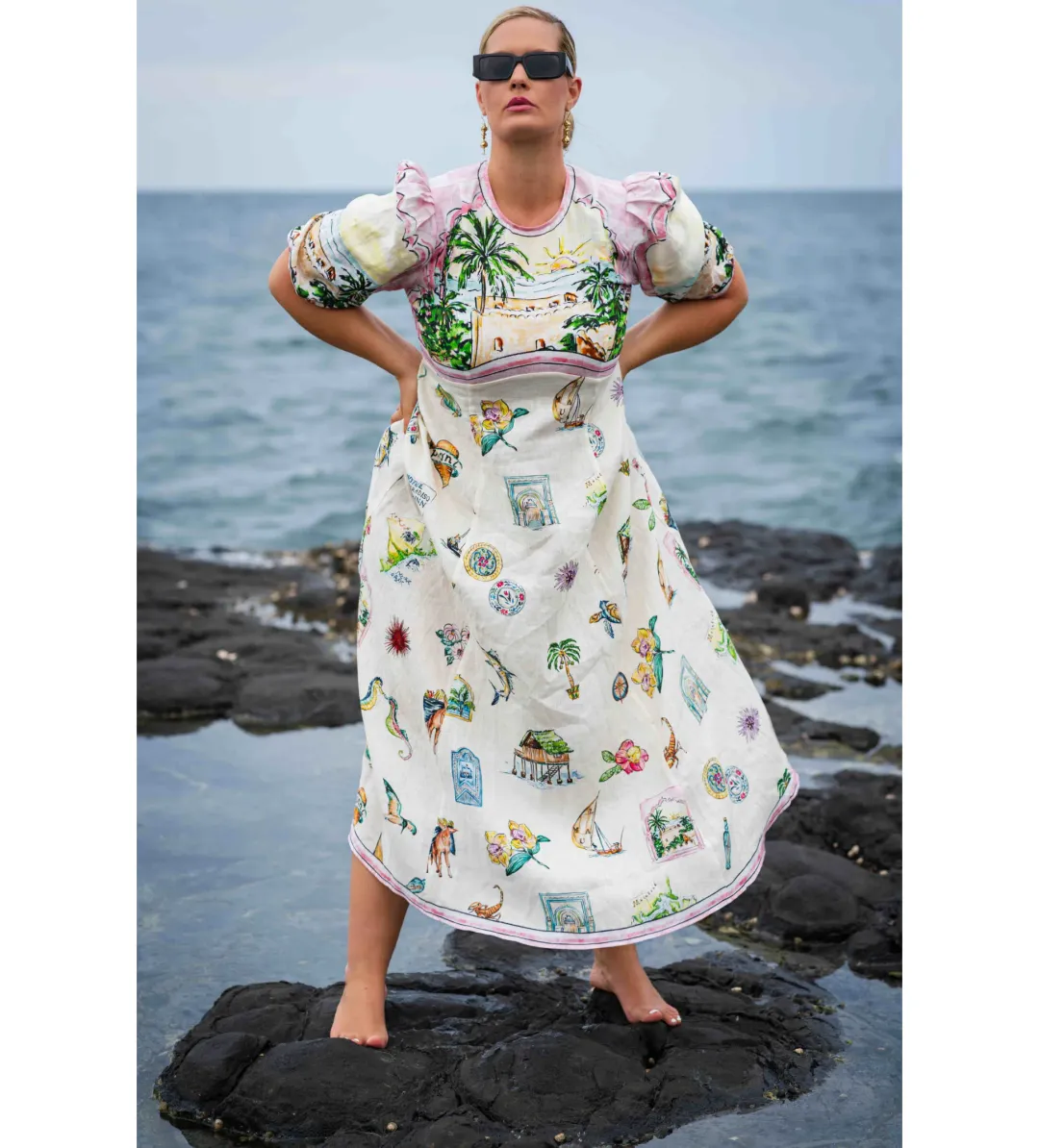 Alemais Sunset Midi Dress Print Size 14  for rent on The Volte - main image