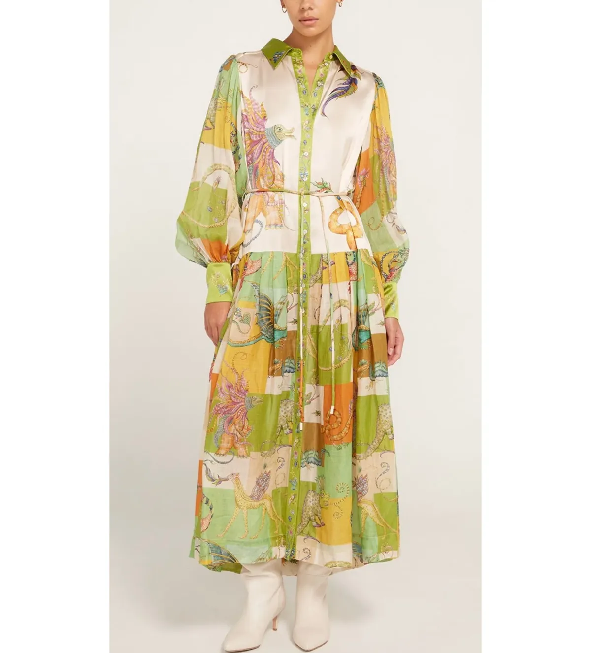 Alemais Jerome Silk Midi Dress Multi/Print Size 14  for rent on The Volte - main image