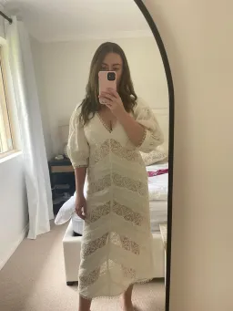 Zimmermann Painted Heart Chevron Midi Dress in White Size 2 / AU 12  for rent on The Volte - image 6