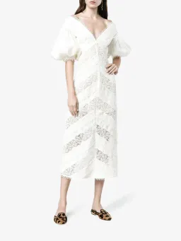 Zimmermann Painted Heart Chevron Midi Dress in White Size 2 / AU 12  for rent on The Volte - image 2