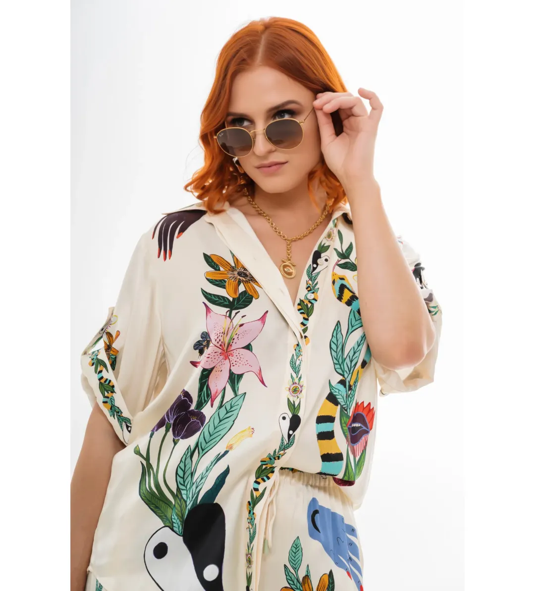 Alemais Meagan Silk Shirt and Pant Set Print Size 16  for rent on The Volte - main image
