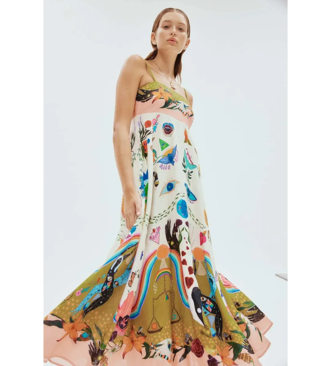 Alemais Evergreen Sundress Print Size 16  for rent on The Volte - main image