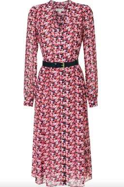 Michael Kors Red Floral Print Midi Shirt Dress AU 4  for rent on The Volte - image 2