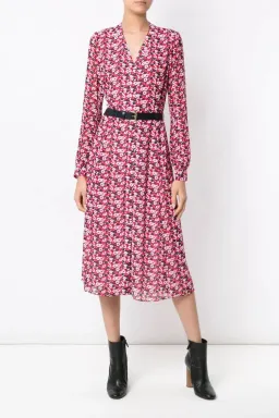 Michael Kors Red Floral Print Midi Shirt Dress AU 4  for rent on The Volte - image 1