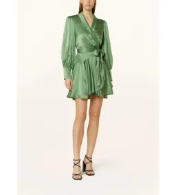 Zimmermann Silk Wrap Mini Dress Matcha Size 0/AU 8 for rent on The Volte - image 1