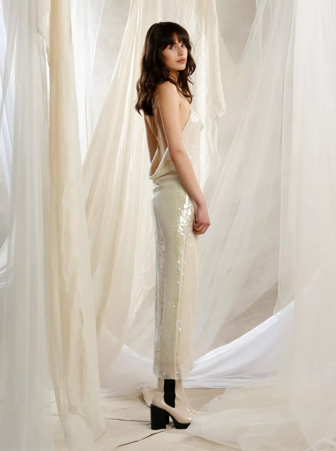 IXIAH  Shimmer Maxi Dress Sequin Size 6  for rent on The Volte - main image