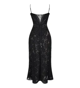 House of CB Seren Black Floral Lace Back Maxi Dress Size M/AU 10 for rent on The Volte - image 7
