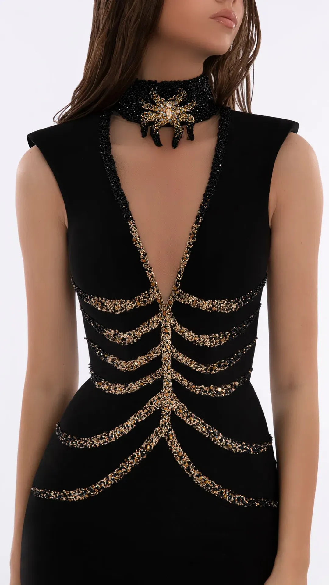 Albina Dayla Halter Neck Spider Dress Black Size 12 for rent on The Volte - main image
