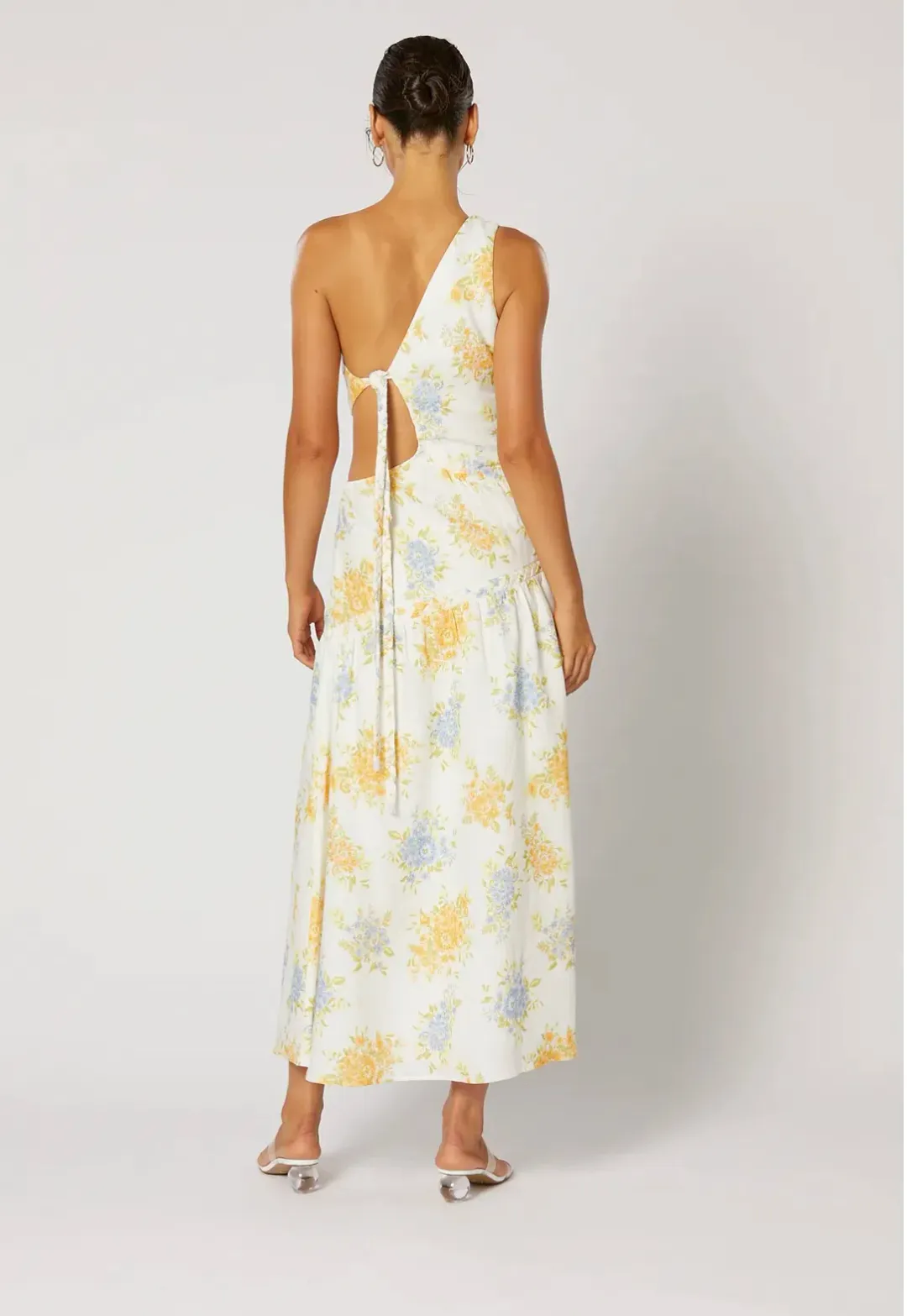 Ravello One Shoulder Dress, Winona, Cream Floral Size S 8 for rent on The Volte - main image