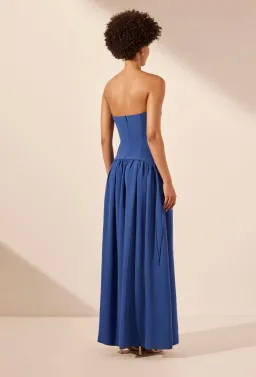 Shona Joy Vento Lace Up Strapless Maxi Dress in Cobalt Blue Size 10  for rent on The Volte - image 3