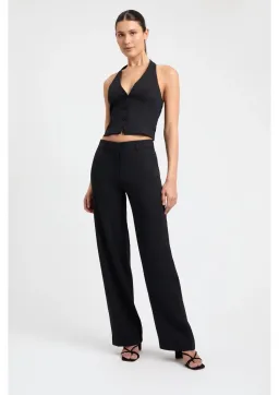 Kookai Ariel Vest Top and Low Rise Pants Set Black Size 36 / AU 8 for rent on The Volte - image 1