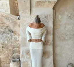 Wanderdoll Yasmin Boucle Knit Coord Cream Size XS / AU 6 for rent on The Volte - image 2