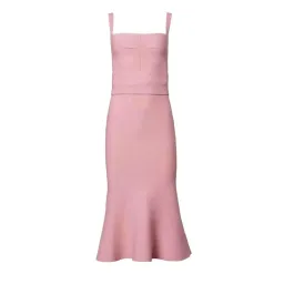 Scanlan Theodore Crepe Knit Bralette Dress Pink Size 10 for rent on The Volte - image 4