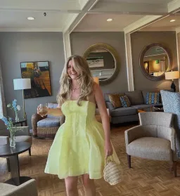 Aje Astrid Strapless Mini Dress Soft Lemon Yellow Size 12 for rent on The Volte - image 4