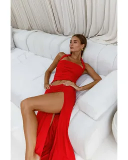 Mode Mila Kai Halter Top and  Remi Skirt Set Ruby Red Size S / AU 8 for rent on The Volte - image 1