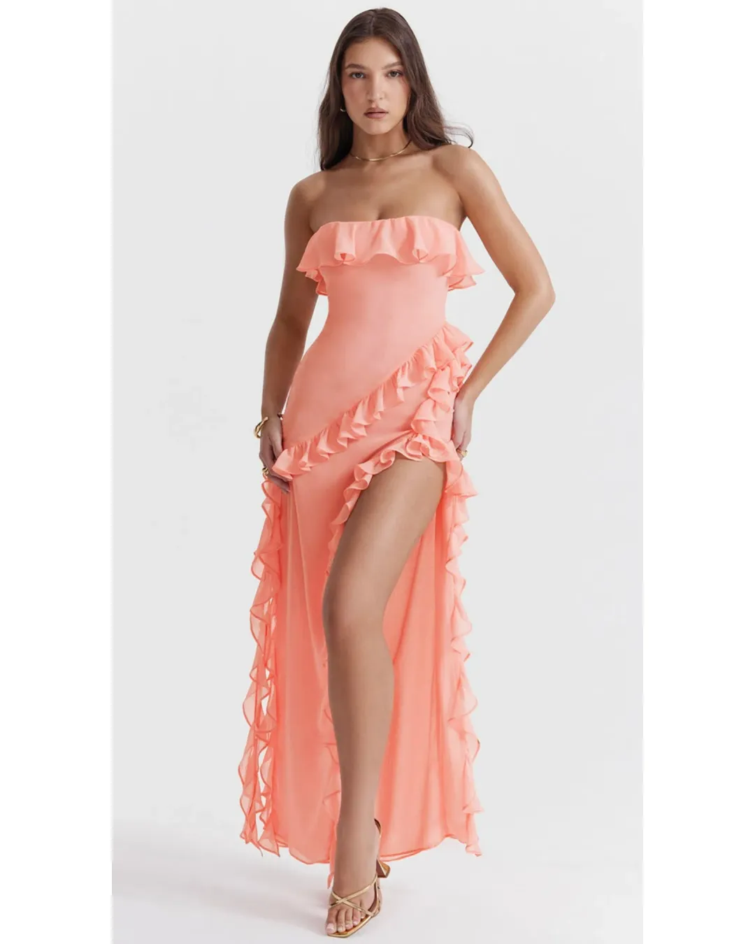 House of CB Sarina Dress Peach Size Small / AU 8 for rent on The Volte - main image