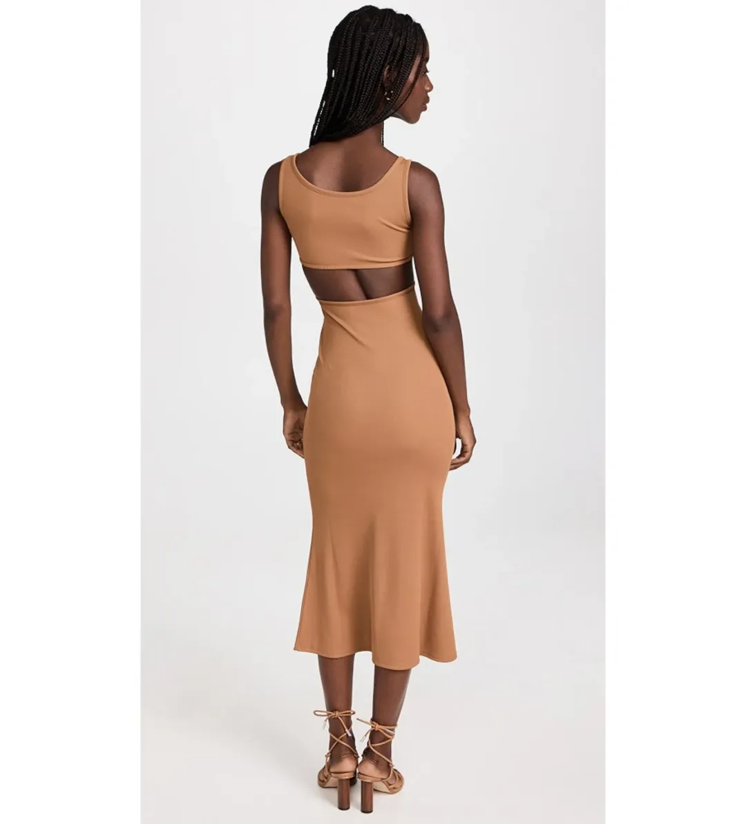Christopher Esber Crossed Panel Ruched Crystal Dress Tan Size 10 for rent on The Volte - main image