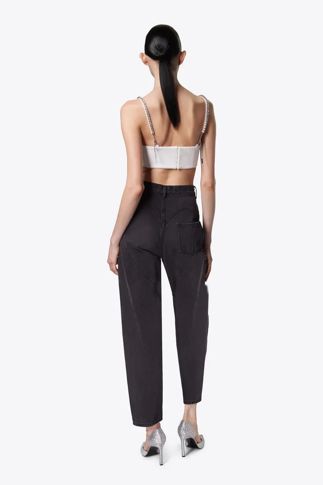 Area Crystal Slit Jeans Black Size 26 / AU 8 for rent on The Volte - main image