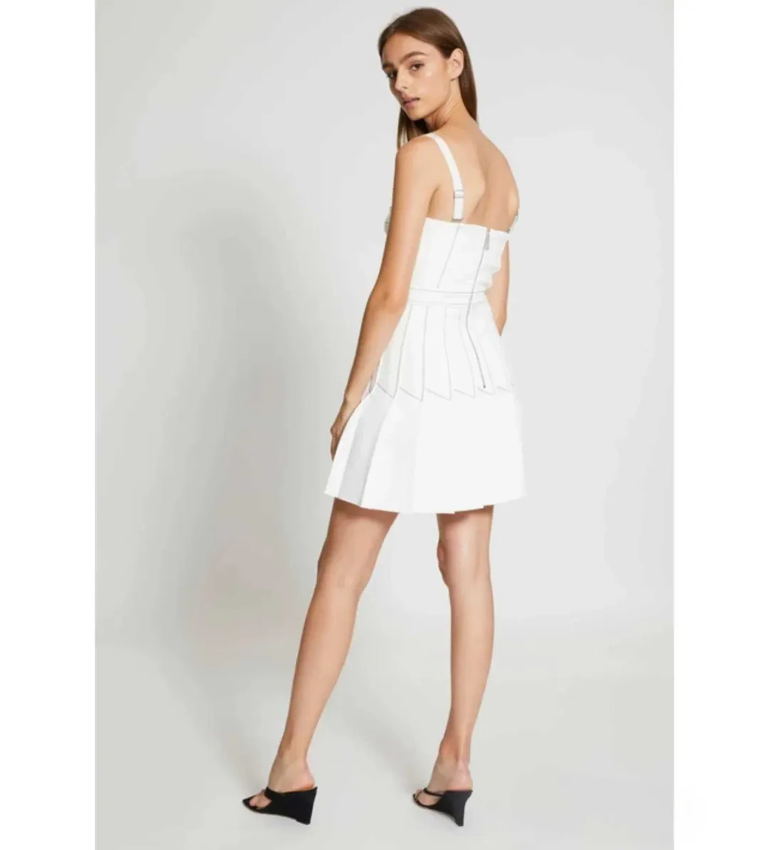 Dion Lee Column Pleated Mini Dress in White Size AU 8 for rent on The Volte - main image