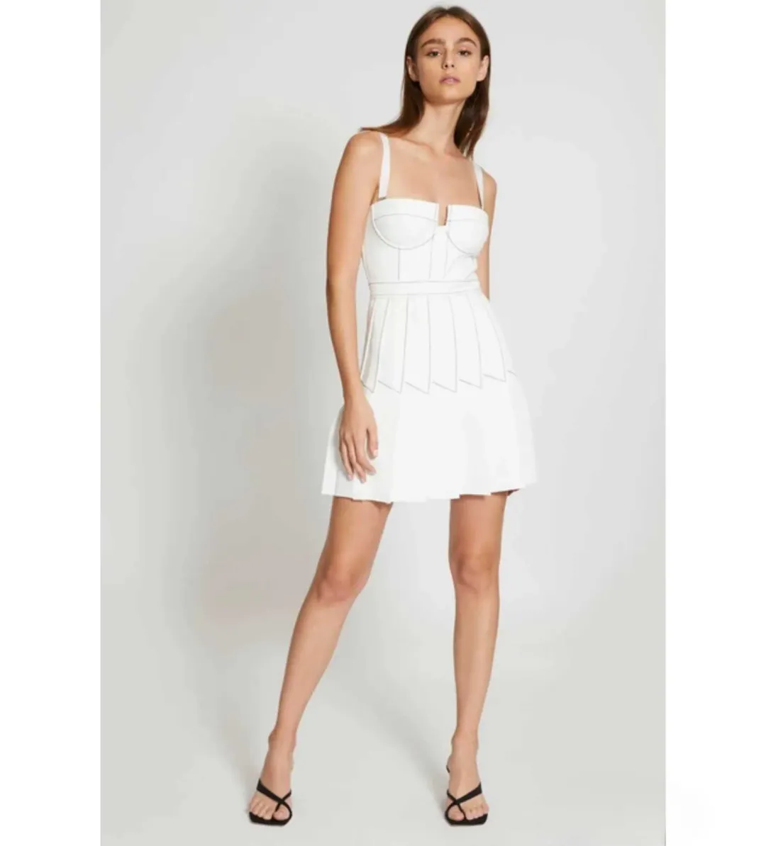 Dion Lee Column Pleated Mini Dress in White Size AU 8 for rent on The Volte - main image