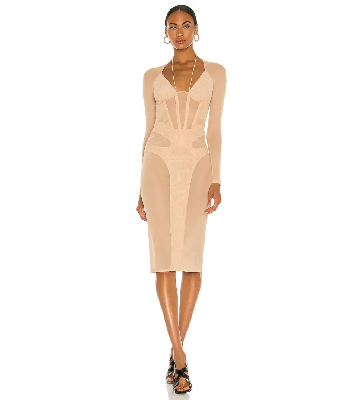 Dion Lee Powertulle Corset Midi Dress in Desert Size AU 10 for rent on The Volte - main image