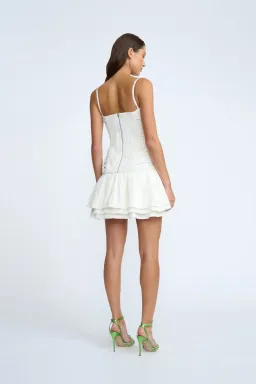 By Johnny Samantha Ruffle Mini Dress in Ivory Size AU 10 for rent on The Volte - image 4