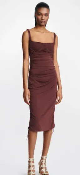 Dion Lee Smocked Doric Corset Dress Oxblood Red Size 10 for rent on The Volte - image 1