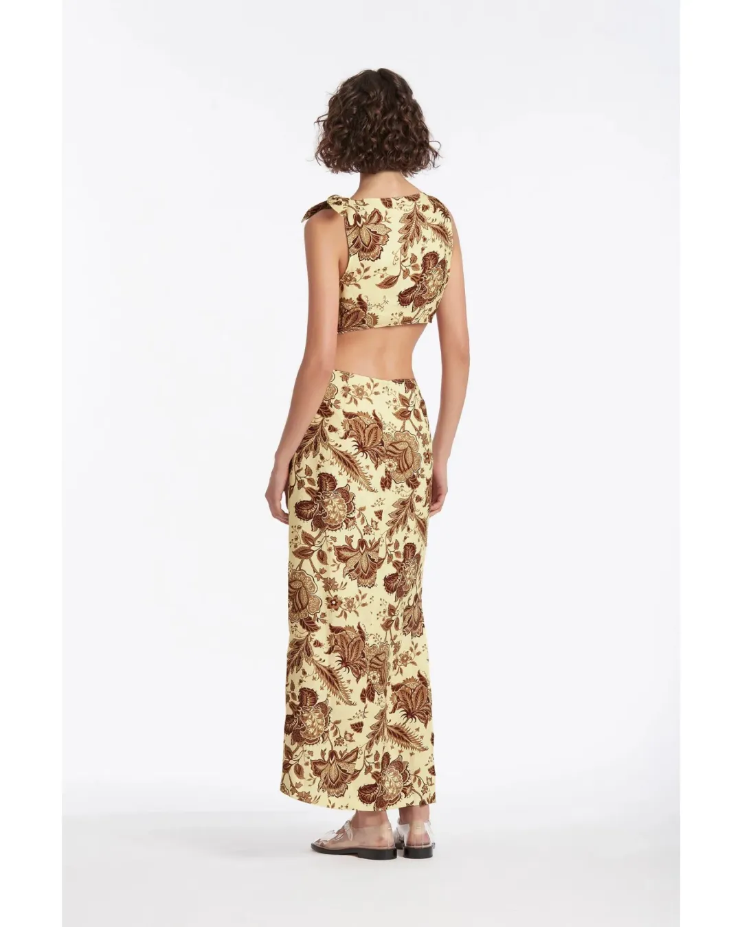 Sir The Label Rei Knot Print Dress in Citrus Lilium Size AU 10 for rent on The Volte - main image