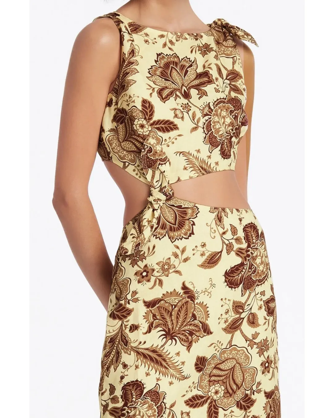 Sir The Label Rei Knot Print Dress in Citrus Lilium Size AU 10 for rent on The Volte - main image