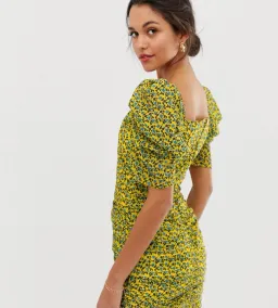 C/MEO Collective Come Along Mini Dress Yellow Print Size AU 10 for rent on The Volte - image 2