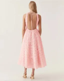 Aje Quintette Backless Midi Dress Pink Size AU 12 for rent on The Volte - image 2