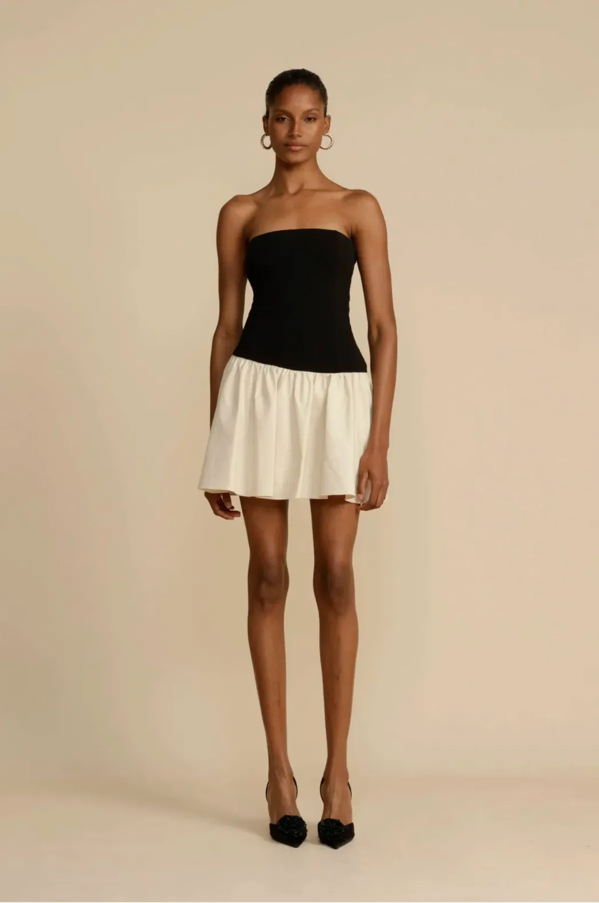 Arcina Ori Celine Mini Dress Black/White Size AU 6 for rent on The Volte - main image