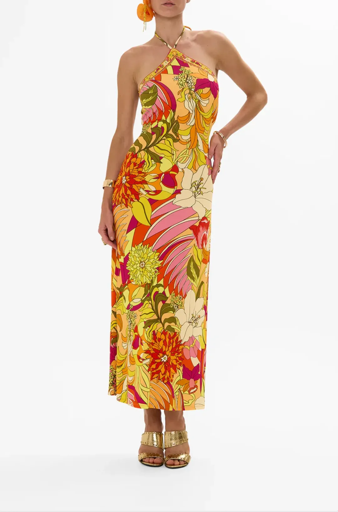 Camilla Long Jersey Halter Dress The Flower Child Society Size XXS / AU 6 for rent on The Volte - main image