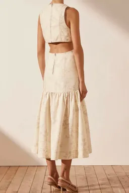 Shona Joy Monica Panelled Cut Out Midi Dress Cream Size 10 for rent on The Volte - image 2
