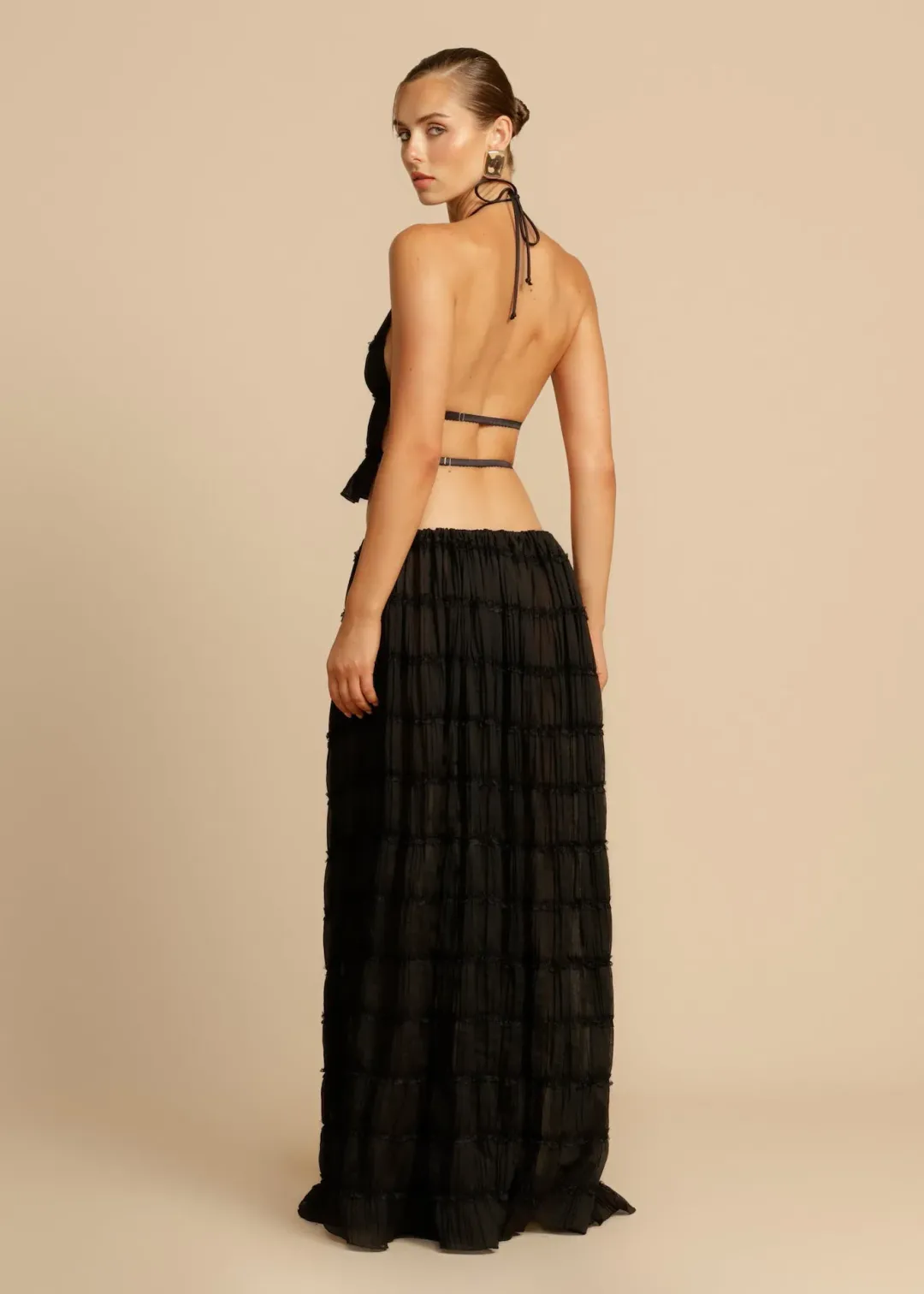 Arcina Ori Juliette Halter Top & Maxi Skirt Set in Black Size S (6-10 AU) for rent on The Volte - main image