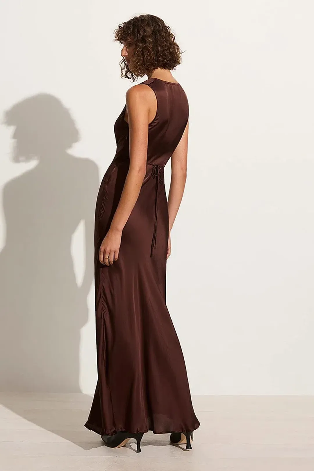 Faithfull the Brand Barossa Maxi Dress Dark Truffle Size 8 for rent on The Volte - main image
