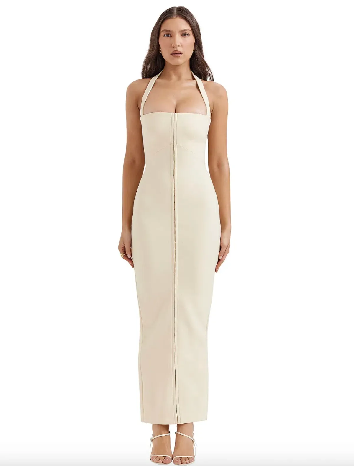 House of CB Mia Halter Maxi Dress Ecru Size S / AU 8 for rent on The Volte - main image
