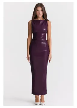 House of CB Sahara Vegan Leather Maxi Dress Merlot Size 8 for rent on The Volte - image 1