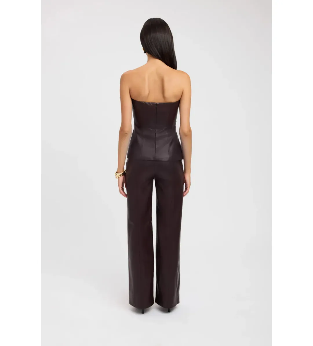 Kookai Phoenix Rouched Top and Phoenix Pant Set Chocolate Size 38 / AU 10 for rent on The Volte - main image