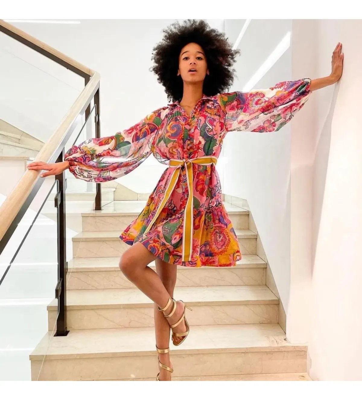 Zimmermann The Lovestruck Georgette Mini Dress in Mixed Paisley Size 1 / AU 10 for rent on The Volte - main image