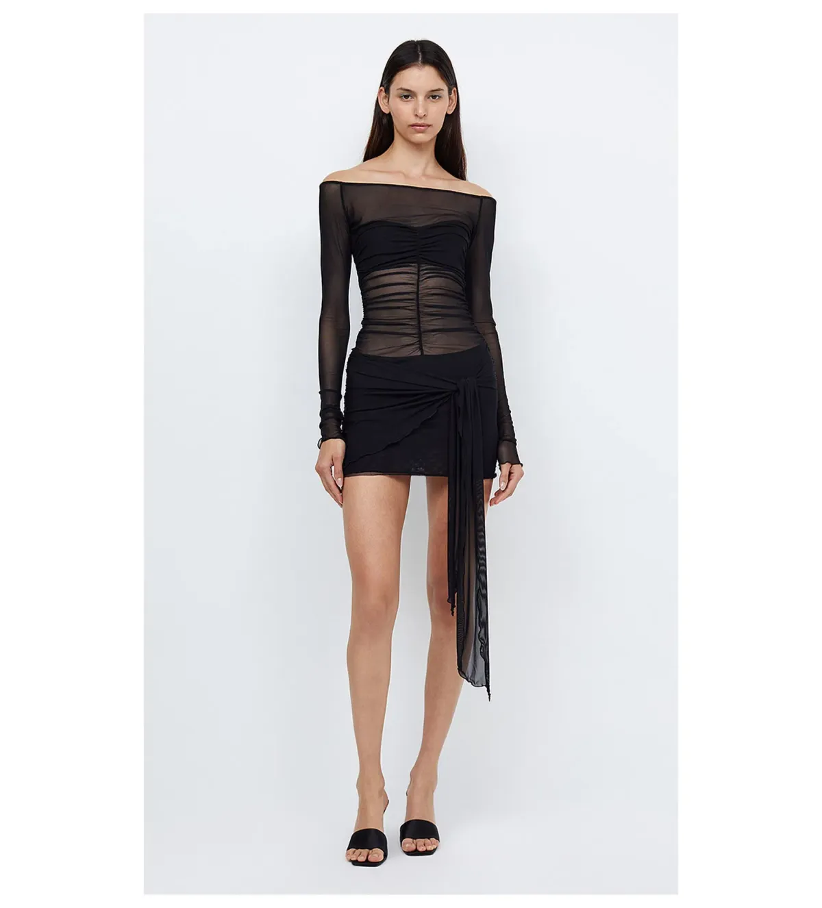 Bec & Bridge Marina Long Sleeve Mini Dress Black Size XS / AU 6 for rent on The Volte - main image