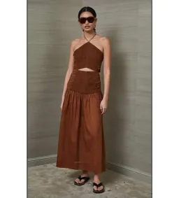 Bec & Bridge Carrie Halter Midi Dress Brown Size AU 10  for rent on The Volte - image 1