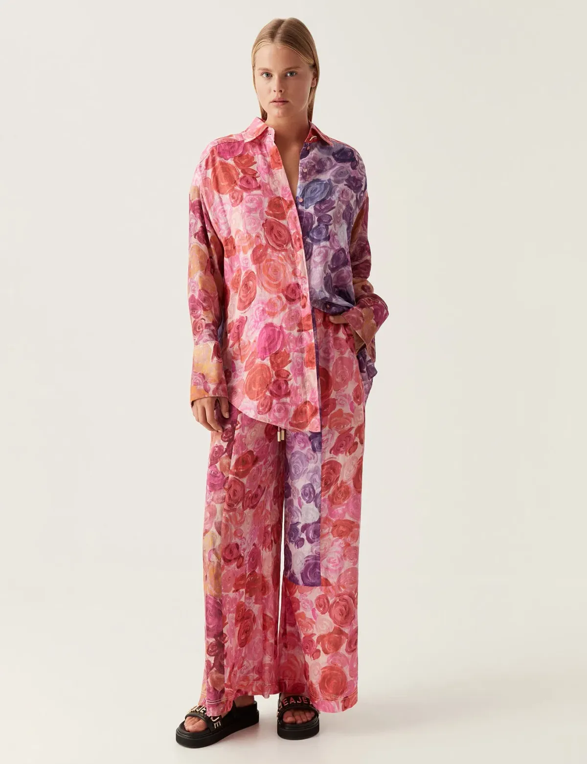 Aje Vision Oversized Linen Shirt Kaleidoscopic Rose Size 14 for rent on The Volte - main image