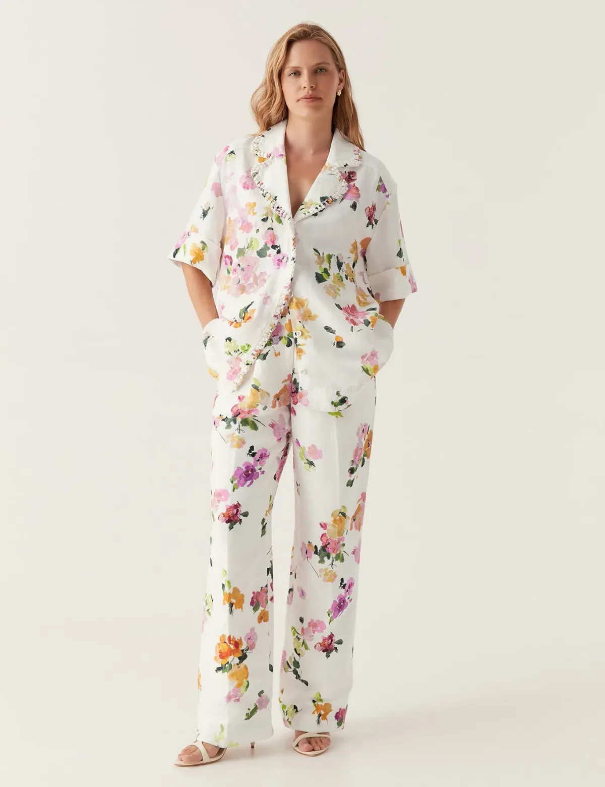Aje Constance Whipstitch Shirt Scattered Floral Size 16 for rent on The Volte - main image