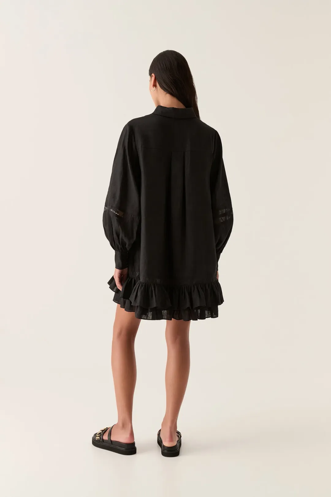 Aje Reframe Logo Trim Mini Dress Black Size 14 for rent on The Volte - main image