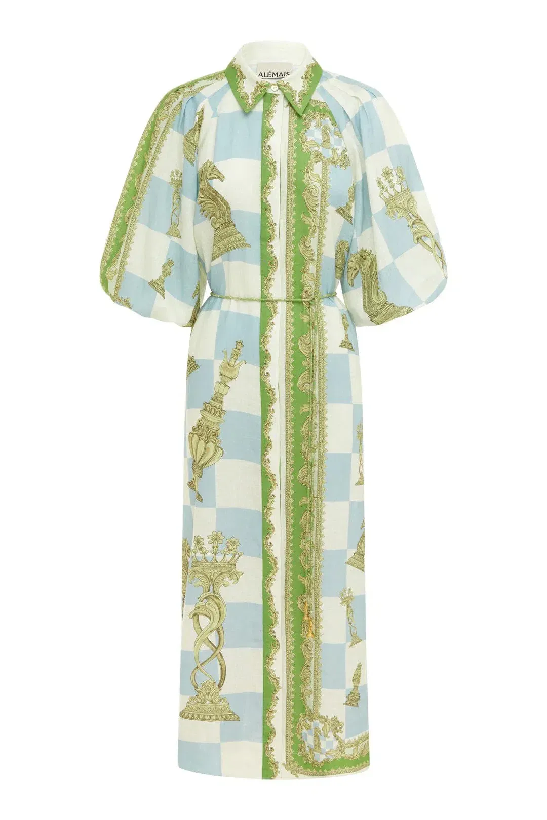 Alemais Checkmate Linen Shirtdress Multi Size 12 for rent on The Volte - main image