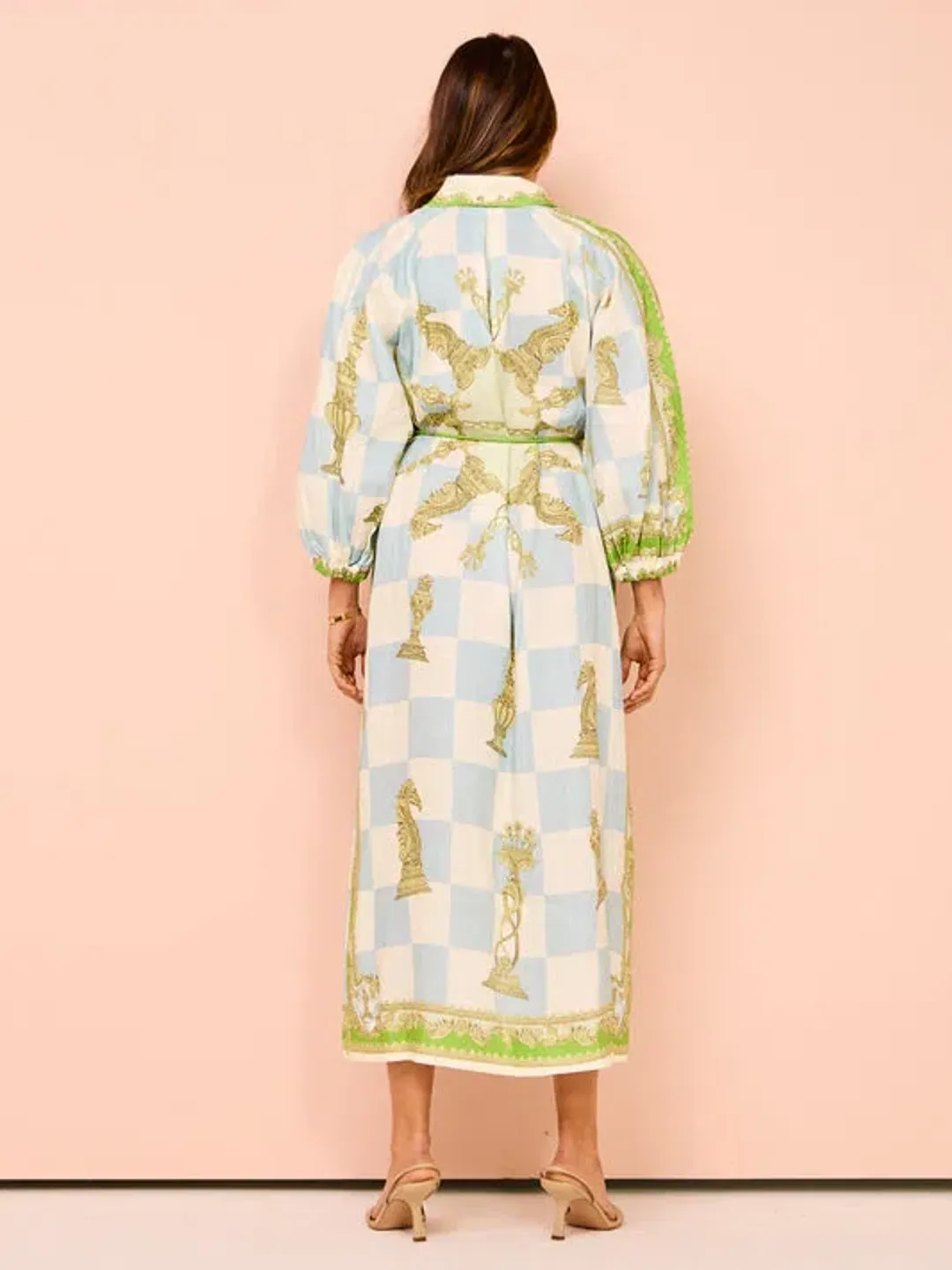 Alemais Checkmate Linen Shirtdress Multi Size 12 for rent on The Volte - main image
