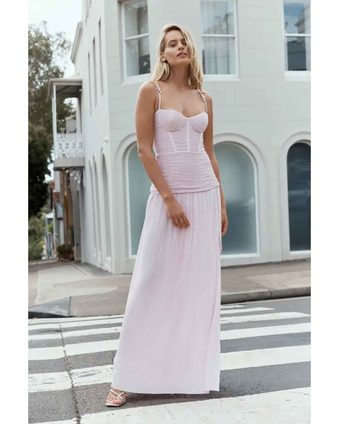 Manning Cartell Double Time Pleat Dress in Hydrangea Pink Size AU 10 for rent on The Volte - main image