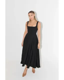 Odd Muse Ultimate Muse High Waist Square Neck Midi Dress Black Size AU 10 for rent on The Volte - image 1