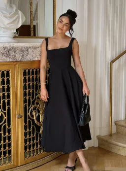 Odd Muse Ultimate Muse High Waist Square Neck Midi Dress Black Size AU 10 for rent on The Volte - image 7